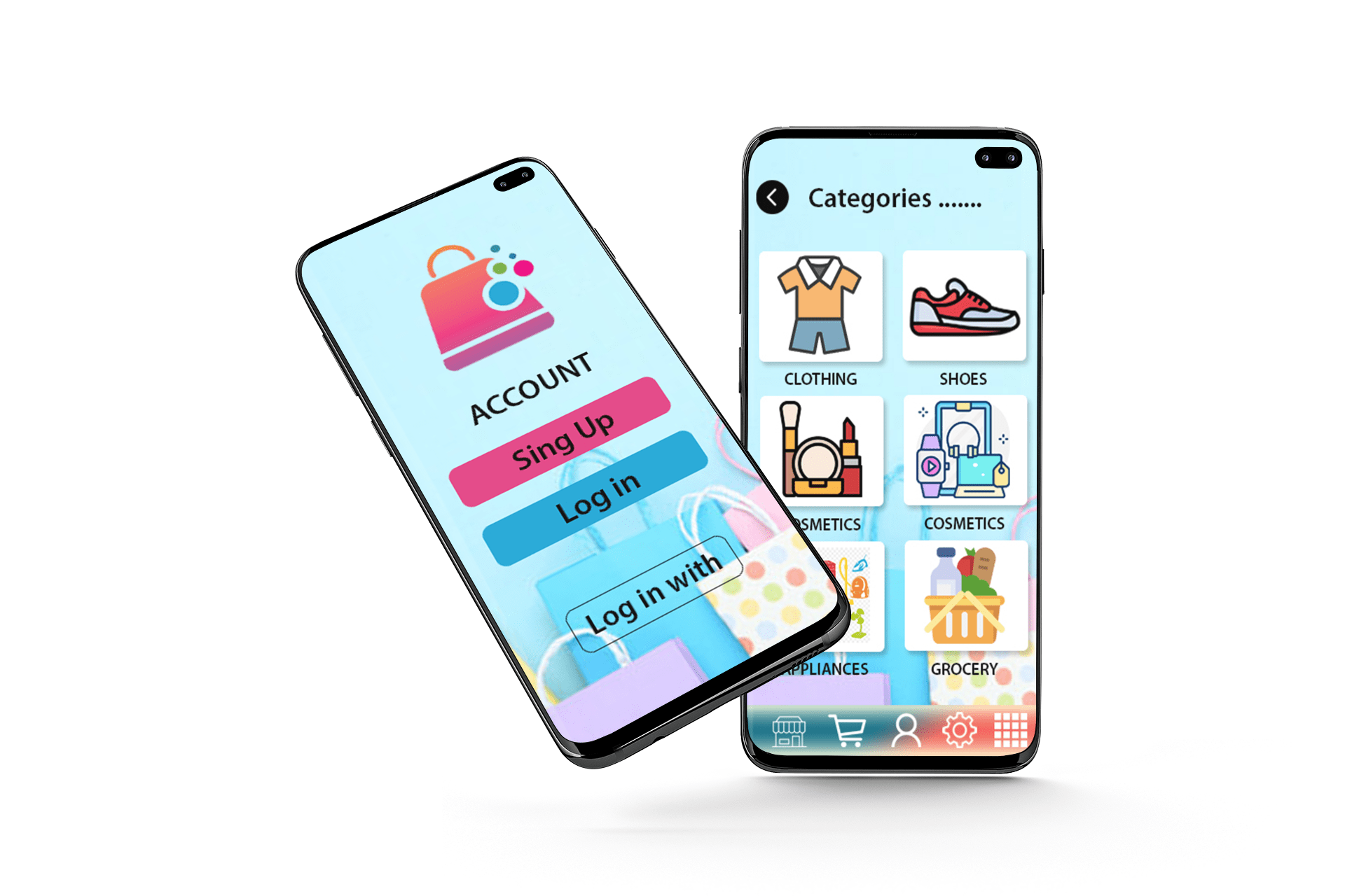 minimal mockup of two samsung galaxy s10 placed against a solid color backdrop 566 el